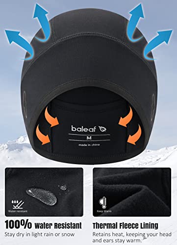 Baleaf Skull Cap Helmet Liner Winter Cycling Cap Thermal Beanie Cold Weather Gear With Ponytail Glasses Holes Black #TOP3