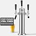 3 Tap Kegerator Tower Beer Tap Tower, Stainless Core Beer Faucet Dispenser with Pre-installed Beer Lines, Draft Beer Keg Tower with Kegerator Parts for Homebrew