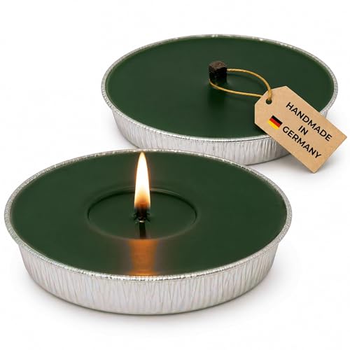 Lavalis 2x Outdoor-Kerze: Nachfüll-Set für XXL-Schale, 7h Brenndauer, 15 cm Flammenhöhe, handbefüllt, Ø 16,5 cm, ideal als Oster- & Frühlings-Deko
