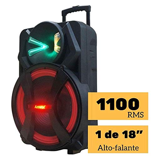 Amvox Caixa de Som Amplificada ACA 1100 Dezoitão - 1100W RMS, Bluetooth, Rádio FM, Equalizador, USB,