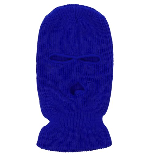Balaclava cálida para hombres y mujeres, cubreboca tejido para exteriores, protector de cuello resistente al viento, diseño de lana azul miniatura 1
