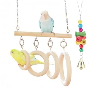 Birds Parrots Ladder Perch Bird Cage Toy Standing Sticks Hanging Gym Parakeet Climbing Toy Parrot Perch for Budgerigar, Conures, Love Birds Pet Bird Swing