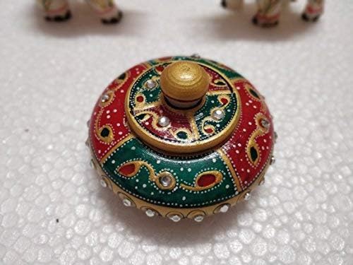Samyuktha Marble Kumkum Container Box with Meena Work, Small (Multicolour) image 4