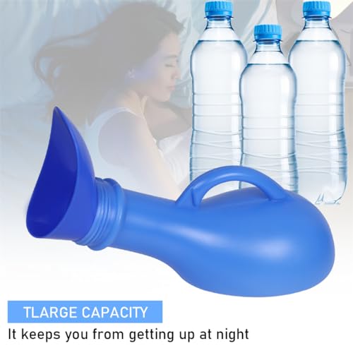 Urinal Bottle Female Urinals Unisex Portable Travel Toilet with Screw Lid and Pee Funnel 1000ml Plastic Urine Bottles Women Bed Pan Emergency Toilet for Car Travel Camping Tent