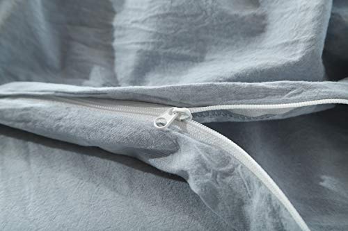 Image of F.Y.Dreams 100% Washed Cotton Duvet Cover for Weighted Blanket 48x72 inches with 16 Ties, Zipper on Long Side /Light Blue /Just Duvet Cover