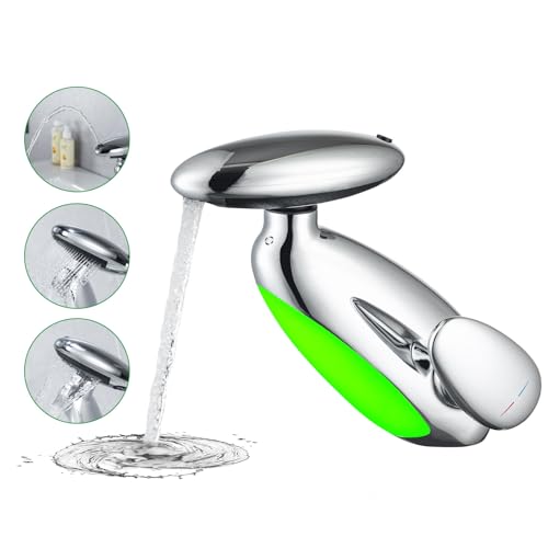 LakeBayMZC Robinet de Lavabo Avec Affichage LED Robinet de Salle de Bain Extensible,Mitigeur monocommande pour salle de bain - Avec 4 Types deJet d'eau,chromé