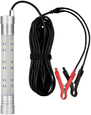 30W 3500lm Underwater Fishing Light, IP68 Waterproof Aluminum Super Bright Night Fish Attracting Submersible LED Lamp Lure Bait Finder for Freshwater Saltwater Sea Kayak Boat Ice Dock (30W White)