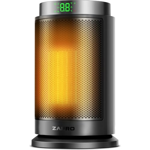 ZAFRO Space Heater, Ultra Quiet Portable Electric Heaters for Indoor Use with Thermostat, 1500W Large PTC Ceramic Fast & Wide-Angle Heat, Digital Display, 8 Safety, 5 Modes, 24H Timer for Office Home by ZAFRO - Used condition - US$22.39