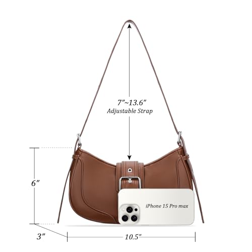 Image of KKXIU Shoulder Bags for Women Retro Vegan Leather Purse | Small Crescent Trendy Clutch | Y2K Underarm Hobo Handbag with Adjustable Strap