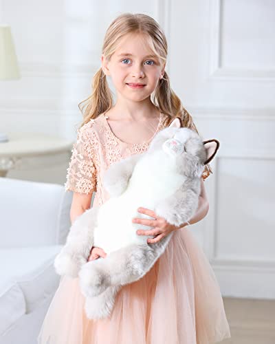 Image of CU-MATE 20 inch Length Adorable Stuffed Animals Cat -Handmade Plush Soft Cat -Present Gift for Boys /Girls (Grey Ragdoll Cat)
