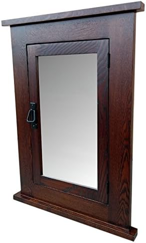 Solid Oak Dark Mission Recessed Medicine Cabinet/Solid Wood & Handmade