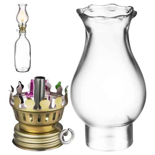1 Set 1.7 X 3.5 Clear Glass Oil Lamp Chimney