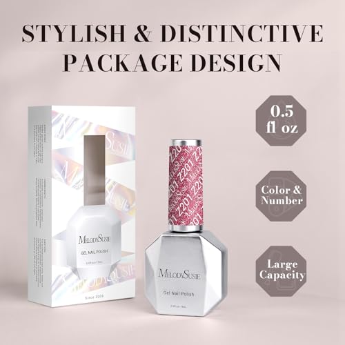 Image of MelodySusie Pink Glitter Gel Nail Polish,0.5fl oz Nails Soak Off UV LED Strawberry Sparkle Pink Gel Polish Gift for Women Nail Art Manicure Salon DIY Nail Design Decoration at Home-z201-A2619