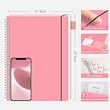 RETTACY Graph Grid Paper Notebook, 110 Pages, A4 Size (21.5 x 28 cm), 5mm per Square, 100 GSM Thick Paper, Flexible Plastic Cover, Spiral-bound, for School, Students, Math, Engineering (Pink) - Image 2