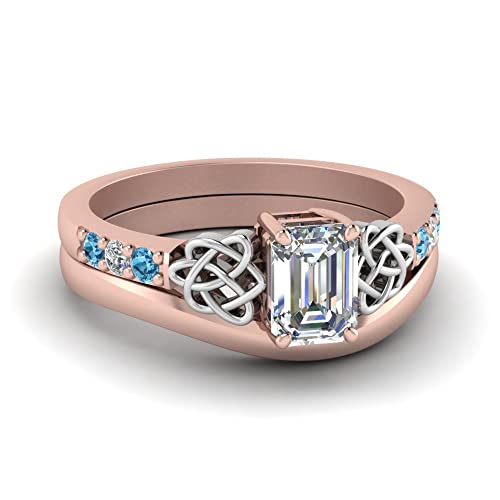 Bague noeud celtique émeraude plaqué or rose, le cadeau de mariage idéal taille 47 à 70