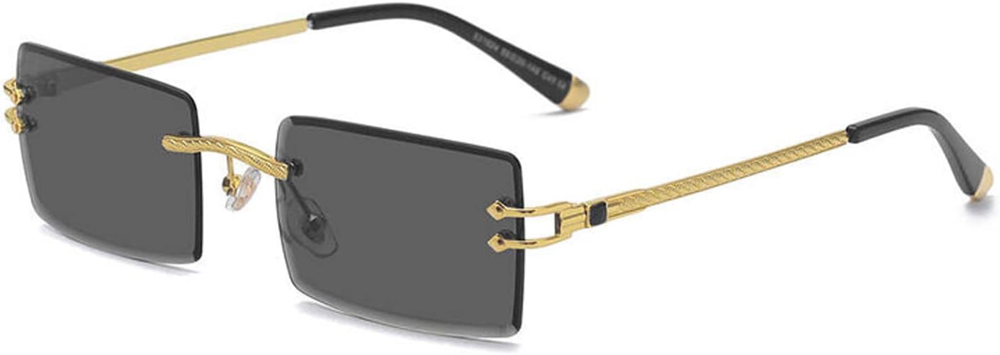 Rectangle Gradient Rimless Sunglasses Women Men Transparent Tinted Metal Frameless UV400 for Summer Holiday - Image 2