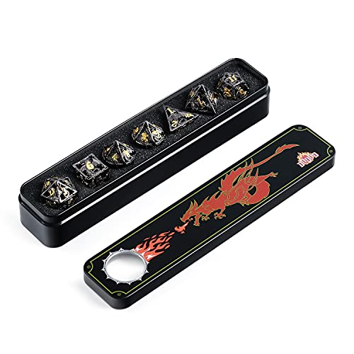 Dragon-Hollow-Metal-DND-Dice-Set-DNDND-7-DD-Die-Set-with-Metal-Gift-Tin-for-Dungeons-Dragon-Game-Black-with-Gold-Number