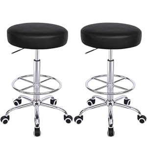 VECELO Round Rolling Stool with Foo...
