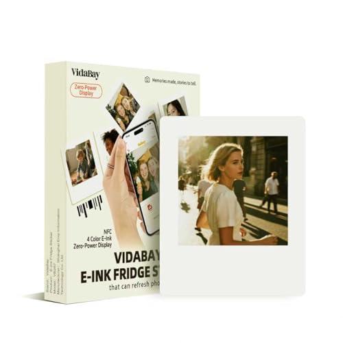 NFC-Enabled E-Ink Digital Photo Frame with Magnetic Back, Instant Photo Style Display, Wireless Smart Picture Frame for Fridge, Phone-Controlled Acrylic Memo Board for Part Travel Home & Gifts