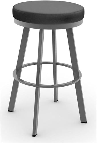 Amisco Swice Swivel Metal Barstool, 30-Inch, Magnetite