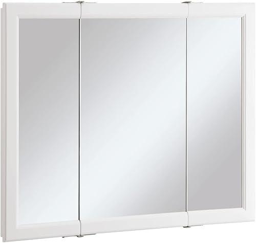 Design House 545103-WHT Wyndham Botiquín - Marco blanco duradero montado - Armario de pared de baño con puerta espejada, 36 pulgadas - 4.75 x 36 x