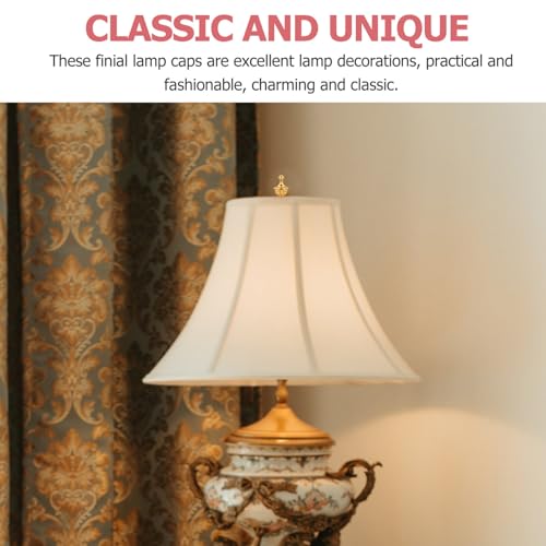 Image of Veemoon 4pcs Lamp Finials Decoration, Gold Lamp Cap Antique Knob Retro Finials Cap Tapped of Tops Finial Parts for Bedside, Table, Floor