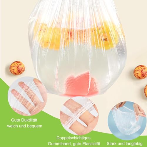 300 Stück Frischhaltefolie Mit Gummizug Abdeckhauben Für Lebensmittel Frischhaltefolie Mit Gummizug Wiederverwendbar Für Lebensmittelaufbewahrung/Obstkonservierung/Duschhauben