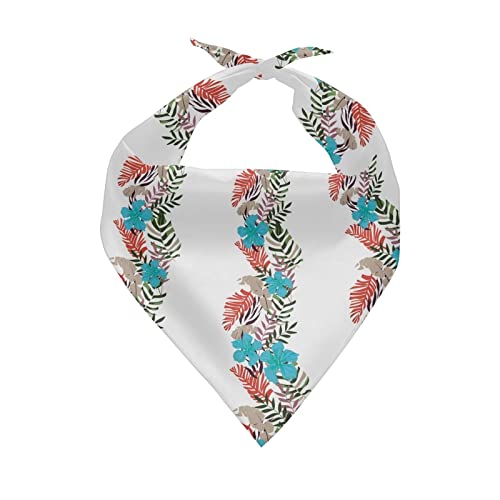 KEIAHUAN Flower White Triangle Dog Bandana Reversible Bibs Scarf Dog Bandanas Washable and Adjustable Kerchief Dual Layer Soft Polyester Scarves Pet Costume Supply