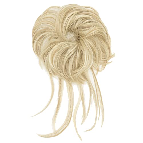 IMISSU 2PCS Messy Hair Bun Piece Updo Long Scrunchies Wrap Ponytail Extension Wavy Hairpieces Chignon Headband (2PCS Light Dirty Blonde) - Image 2