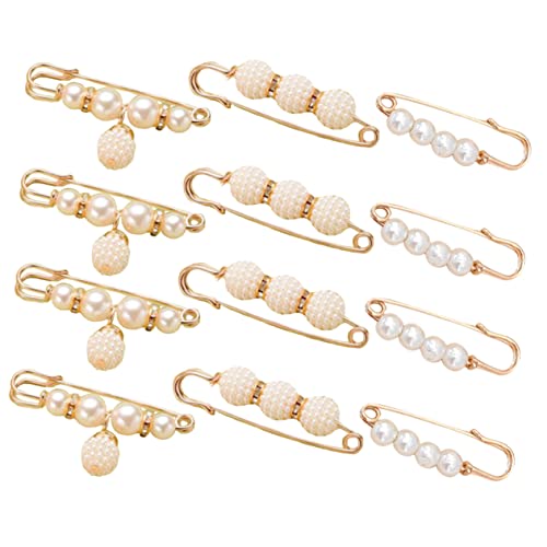 GALPADA 12 Pçs Alfinete De Roupa Broche De Pérola Feminino Xale Cardigã Suéter Para Decote Decorativ