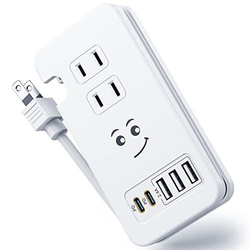 素直な虹 電源タップ usb付き タイプc コンセント 【2つUSB-C PD 急速充電ポート・３個USB充電ポート・3つACコンセント・PSE認証済】 電源ケーブル30cm PD3.0 対応 ACアダプター ​iPhone/Xperia/Samsung Galaxy/Android、タブレット、スマホ等のUSB機器対応