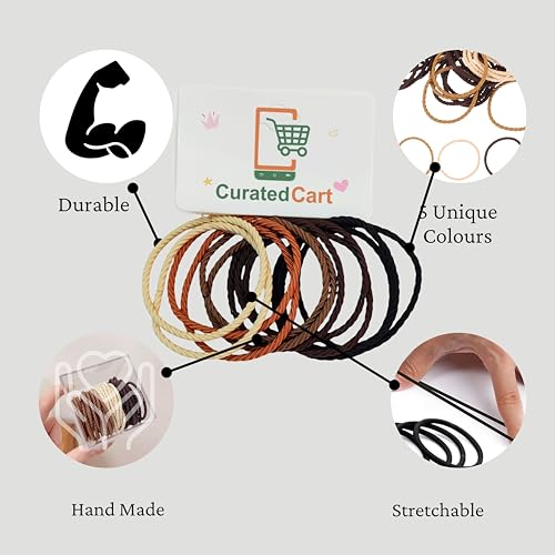 Image of Curated Cart 12 Pcs 2mm Multicolor Hair Ties Bands - Durable Ponytail Holders for Women, Men, and Girls - Strong Elastic Hair Accessories for Medium to Thick Hair