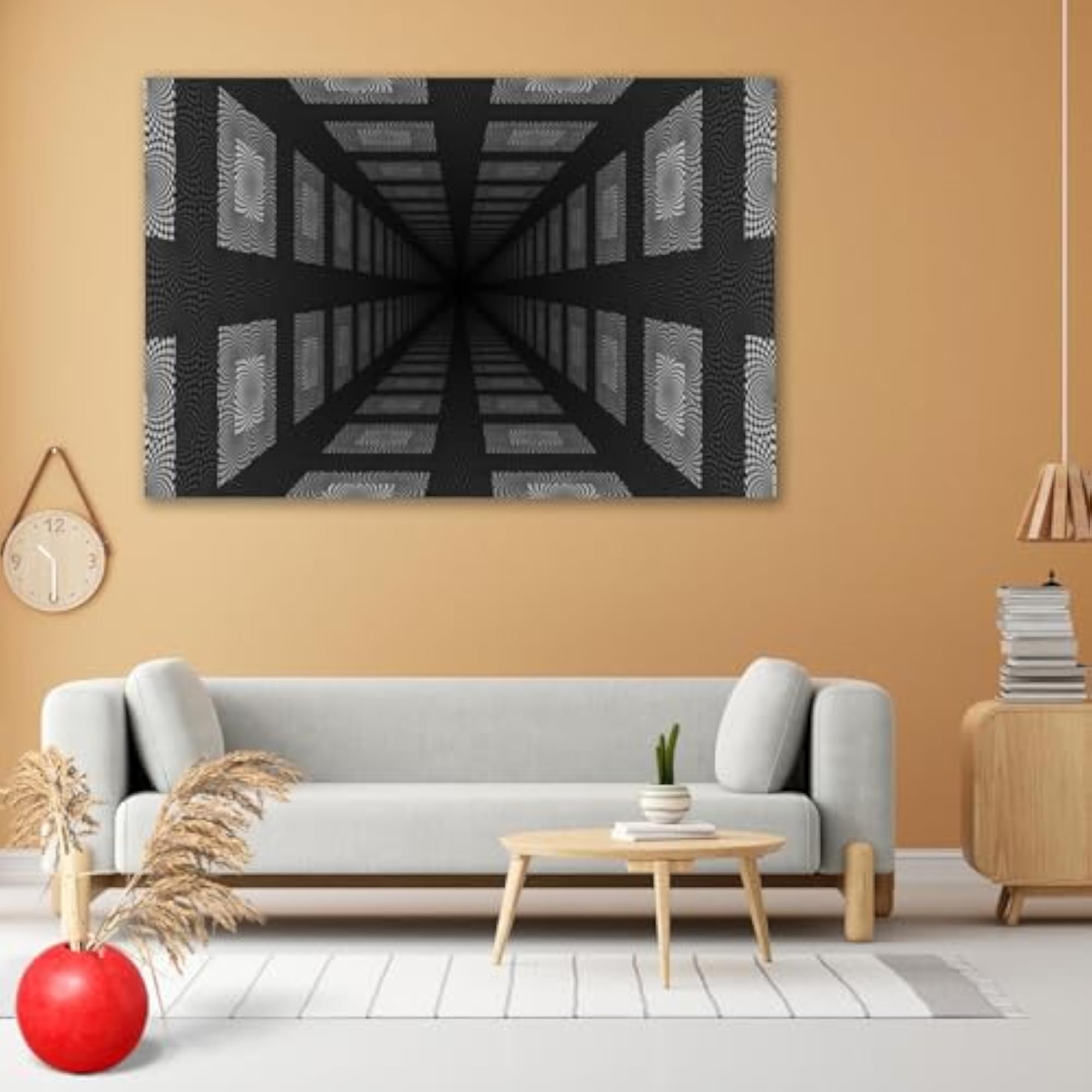 Abstract Black & White Perspective Check Effect Wall Sticker