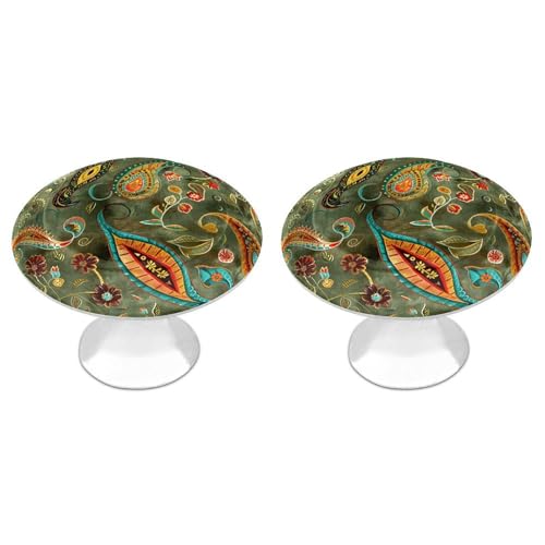 NTVOWPZO Cabinet Handles Round Drawer Pulls Green and Mustard Yellow