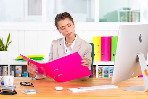 HERMA Ordner A4 Neon Pink, 7 cm breit, Kinder Ringordner, einfarbiger Aktenordner in leuchtender Neon Farbe für Jungen und Mädchen