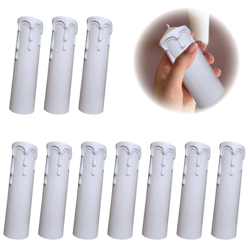 Kerzenhülse Weiß Kerzenhülse Kronleuchter Kerzenhülsen Kerzenabdeckungen Hülsen für Kronleuchter Kerzen-Tropfhülsen Kerzen Tropfhülsen für Wandleuchte Kronleuchter Lampenfassung Dekoration 10PCS