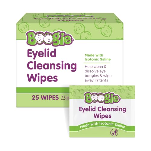 Boogie Eyelid Cleansing Wipes - 25 Count - Individually Wrapped Wet Wipes for Babies Kids & Adults - Made with Natural Saline - Baby Essentials