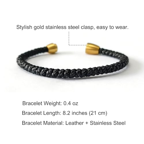 Pulsera de cuero para hombre con cierre de acero inoxidable miniatura 7