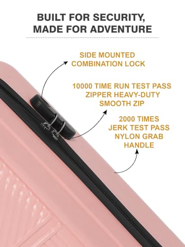 Image of Teakwood Set of 3 8 Wheels Trolley Bag, Hard Cabin with Zipper Closure, Adjustable Push Button & Cross Side Strap, Number Lock System 360 Degree (Set of 3, Rose)