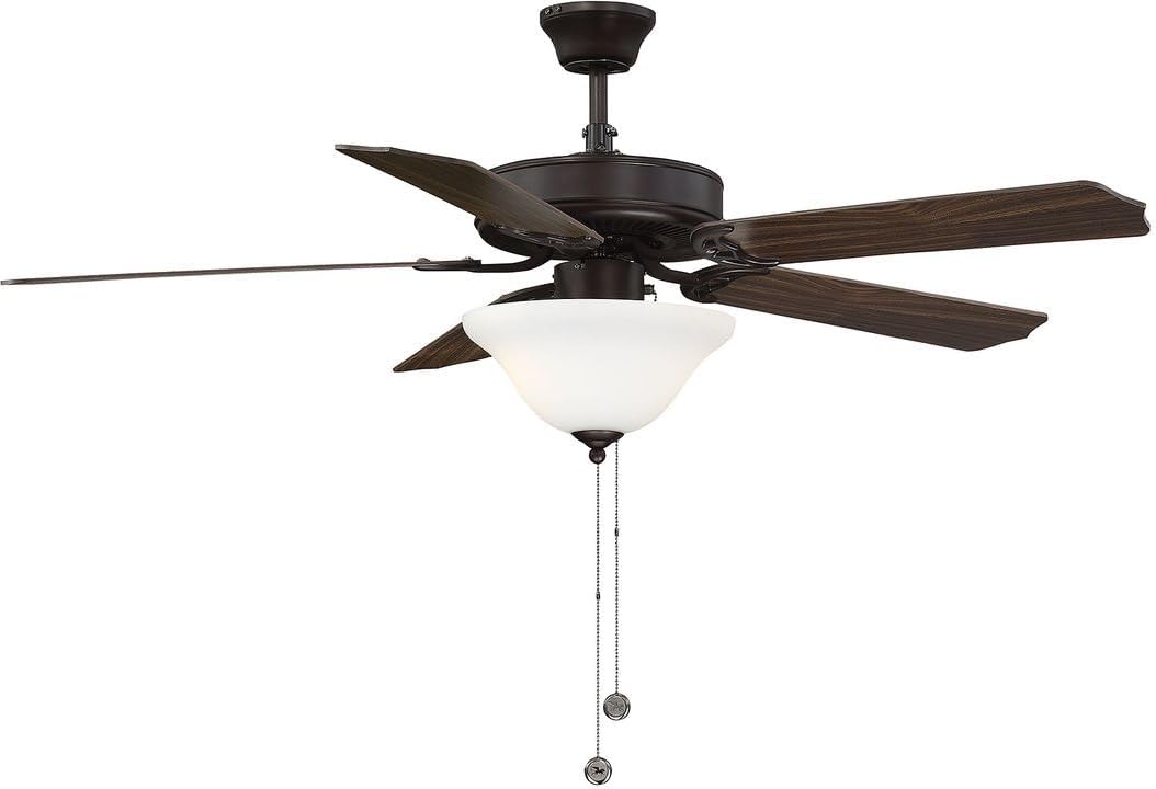 Savoy House Meridian M2018MBKRV 52" Ceiling Fan with Light and Pull Chain, Reversible Walnut/Black Blades, Matte Black Finish