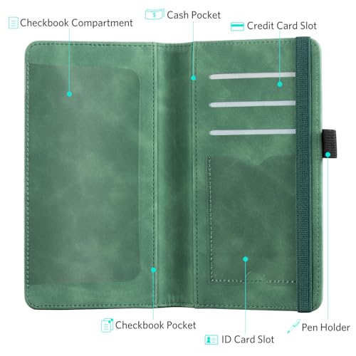 Image of CoBak Premium Leather Checkbook Cover - RFID Blocking, Classic Design, Slim & Durable - Perfect for Personal & Business Checks