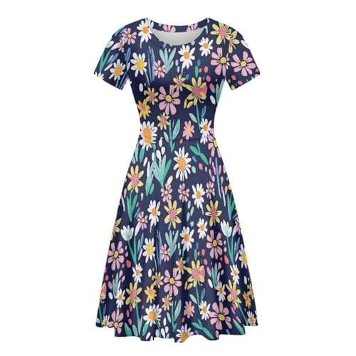 Image of AFPANQZ Womens Casual Summer Lightweight Vintage Dress Short Sleeve Midi Dress Knee-Long Luxury Formal Dress