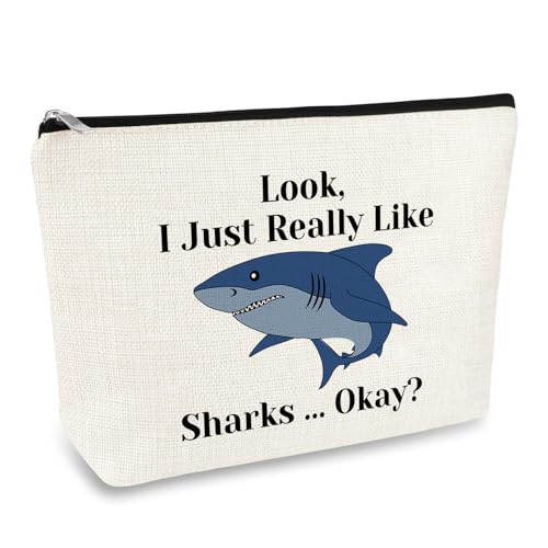 Shark Gifts for Women Shark Lover Gift Makeup Bag Animal Lover Gift for Teen Girls Sharks Girl Gifts Ocean Sharks Themed Cosmetic Bag Graduation Birthday Present for Daughter Friends Sister