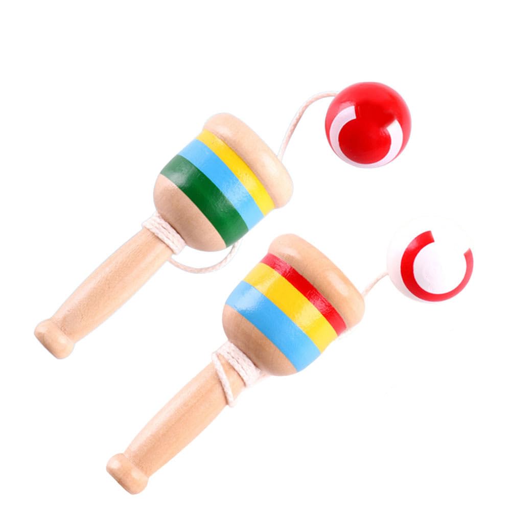 Toyandona - 2 Palline in Legno con Mini Coppe e Palline, Ideali Come Regalo per Bambini