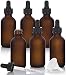 JUVITUS 2 oz Frosted Amber Glass Boston Round Bottle Graduated Measurement Dropper (6 pack) + Funnel