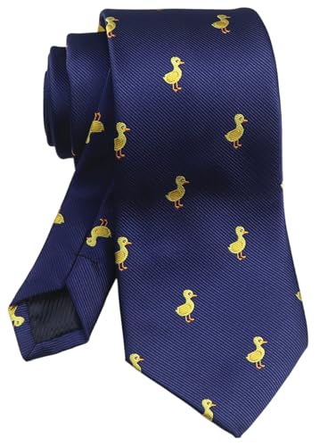 Ctskyte Mens Navy Blue Ties Yellow Ducks Pattern Mens Designer Art Necktie For Men teen Holiday