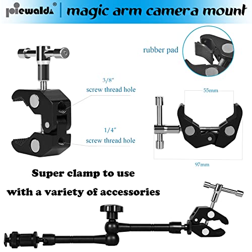 Image of Niewalda Magic arm Camera Mount ,articulating arm- 11 Inch Metal Adjustable Friction Articulated arm with Super Clamp /Phone Clip, for Various Action Camera /DSLR /LCD Monitor /LED Lights /Cell Phone