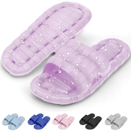 AMOUR GOODS Nature Rubber Shower Slippers for Women and Men Non-Slip Quick Drying Bathroom House Slides Beach Pool Sandals