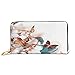 Produktbild Women's Long Leather Card Holder Purse Zipper Buckle Elegant Clutch Wallet, Colorful Butterflies Flying Over Violet Petals Flowers Spring Beauty Illustration,Sleek and Slim Travel Purse