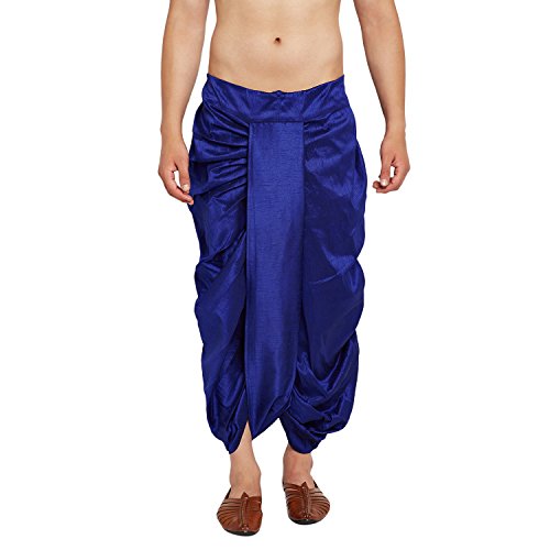 Image of SOJANYA (Since 1958 Mens Black Stitched Dupion Silk Dhotis, Size: Freesize